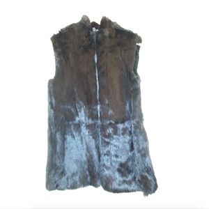 Hilary Radley Genuine black rabbit fur vest EUC